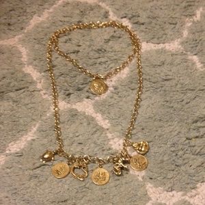 Gold charm necklace (worn long or doubled)